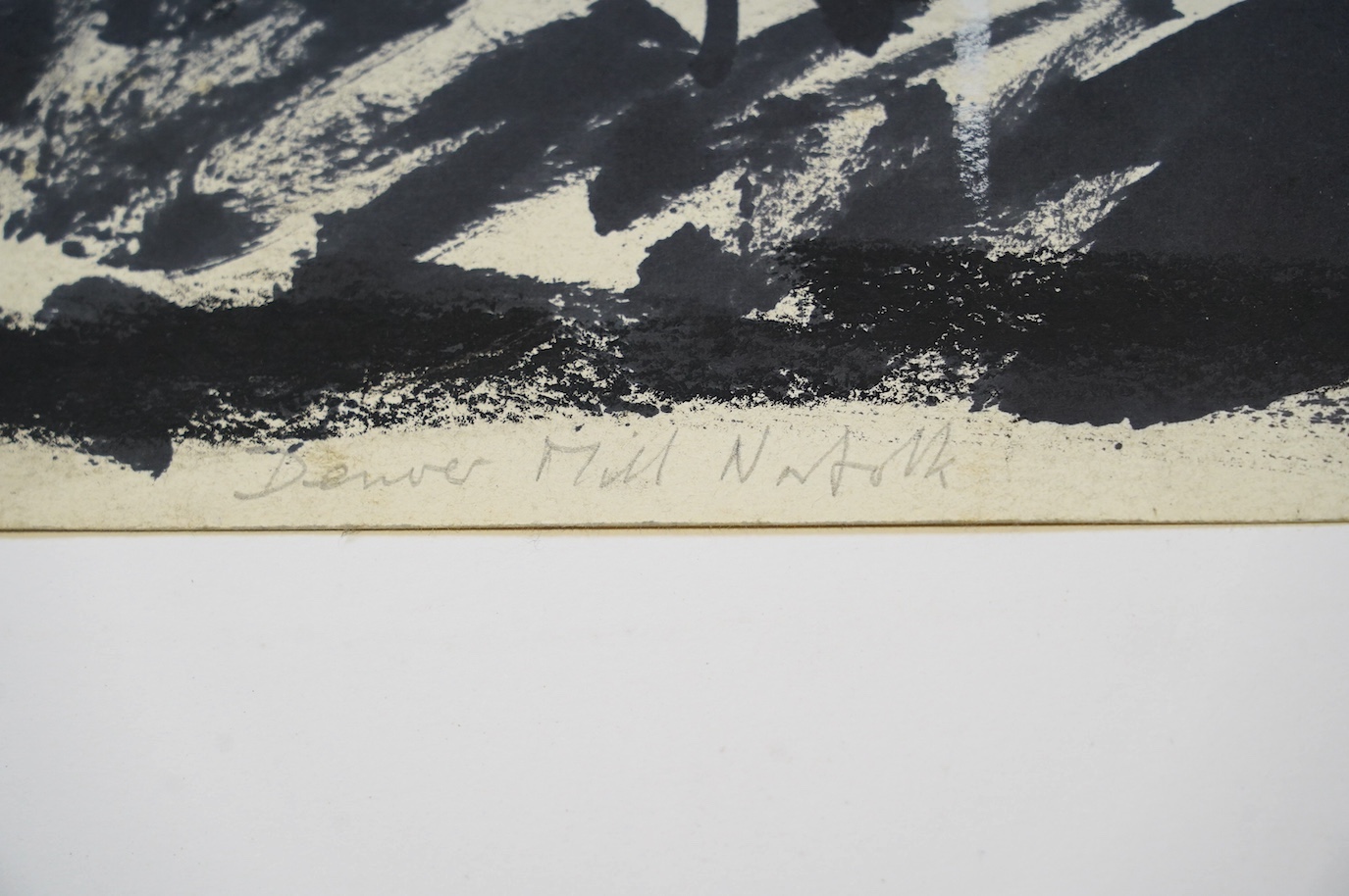 David Smith (British, 1930-1999), ink, wash and chalk on paper, 'Norfolk mill', signed in pencil, 28 x 76cm, unframed. Provenance; from the artists' studio. Condition - fair